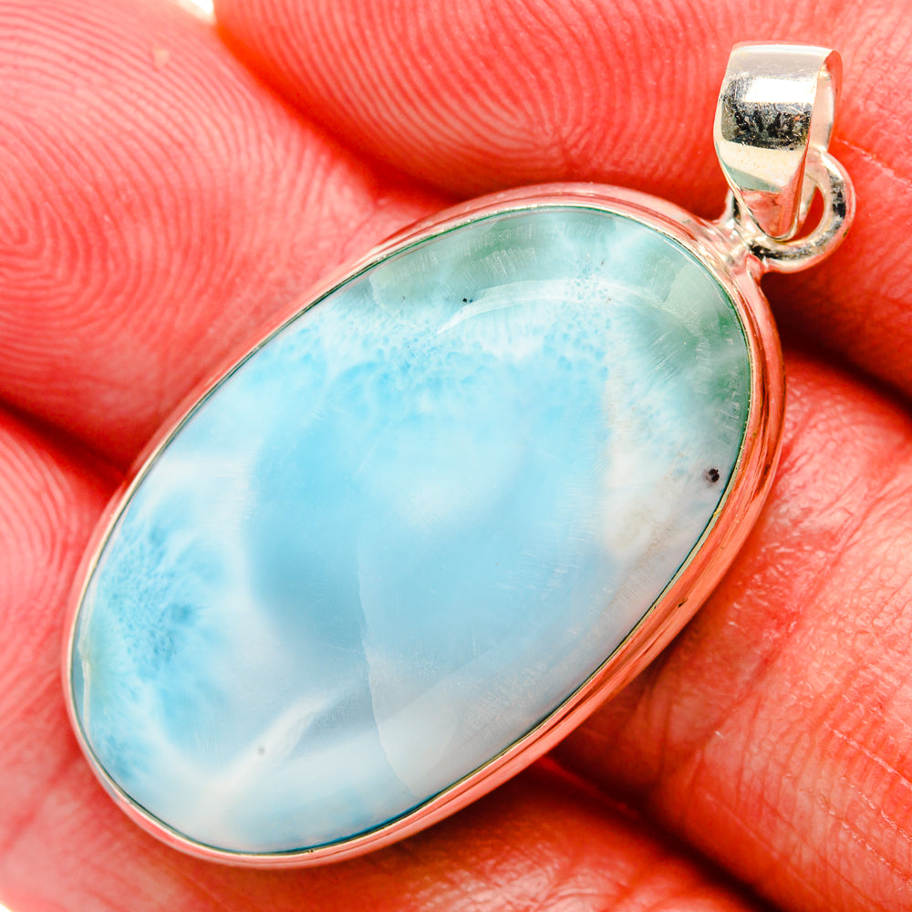Larimar 925 Sterling Silver Pendant 1 5/8" (925 Sterling Silver) PD37680