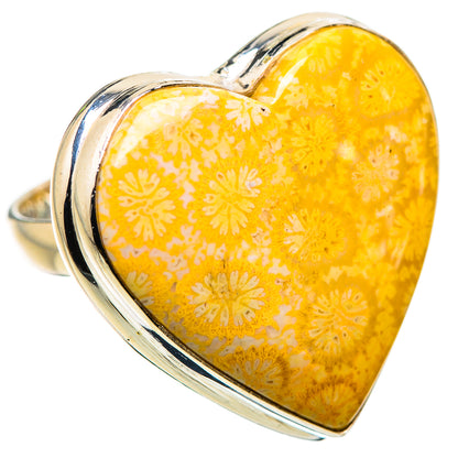 Large Fossil Coral Ring Size 7.25 (925 Sterling Silver) RING135737