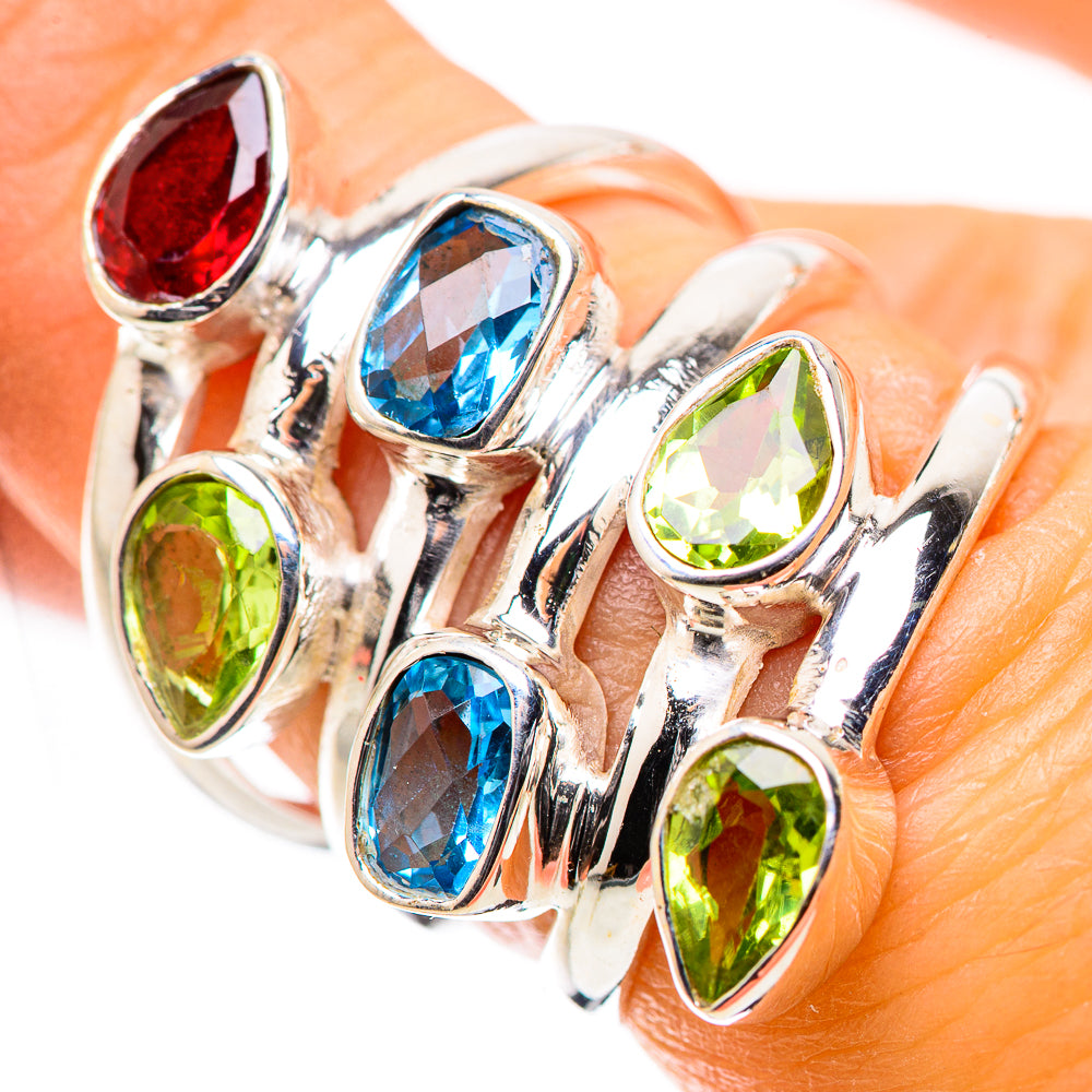 Ana Silver Co Garnet, Blue Topaz, Peridot Ring Size 6.5 (925 Sterling Silver)