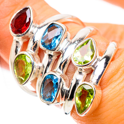 Ana Silver Co Garnet, Blue Topaz, Peridot Ring Size 6.5 (925 Sterling Silver)