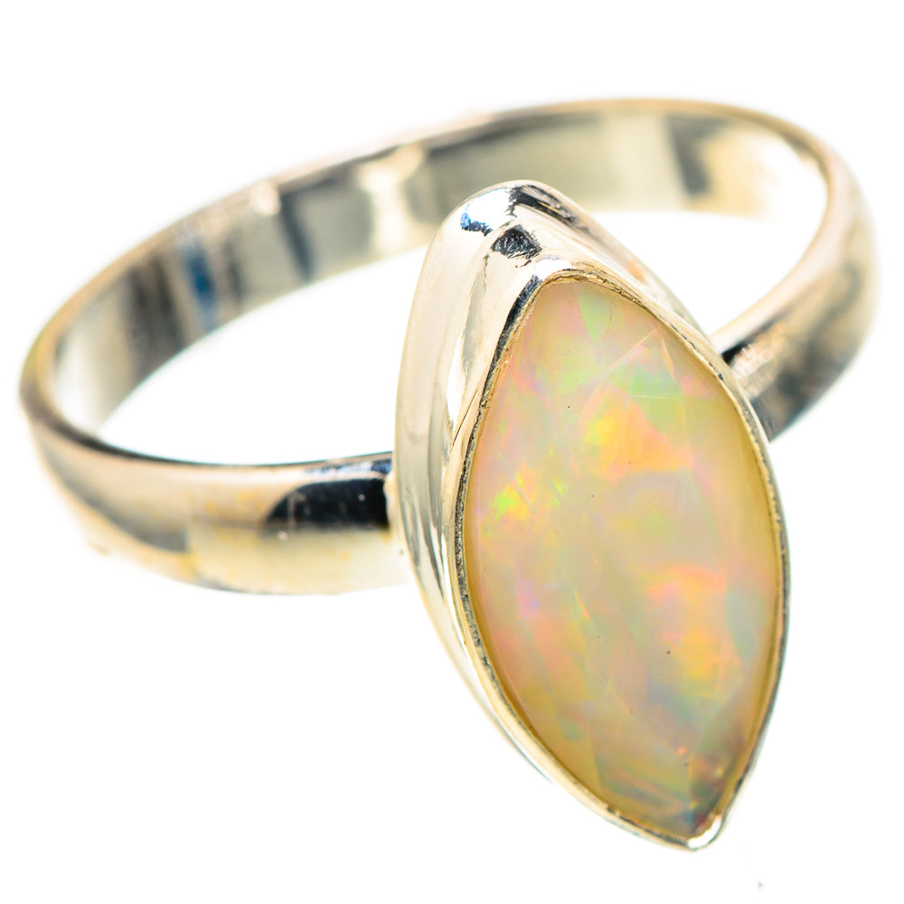 Sterling silver ring with oval Ethiopian opal, prong-set, size 9