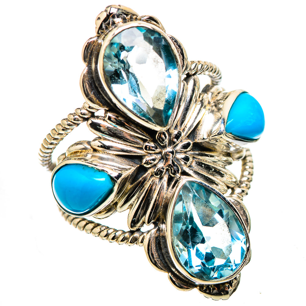 Large Blue Topaz, Sleeping Beauty Turquoise Ring Size 7 (925 Sterling Silver) RING135550