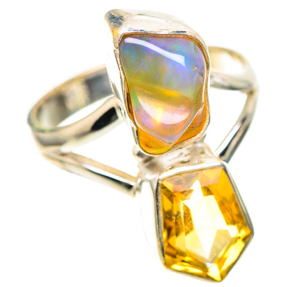 Rough Ethiopian Opal, Citrine Ring Size 8 (925 Sterling Silver) RING136225