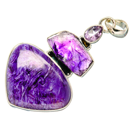 Charoite, Amethyst Pendant 2 1/8" (925 Sterling Silver) PD36361