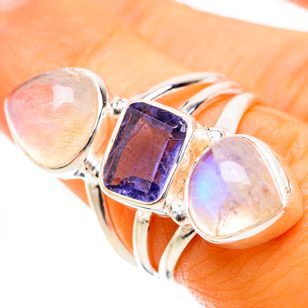 Ana Silver Co Faceted Tanzanite, Rainbow Moonstone Ring Size 6.5 (925 Sterling Silver)