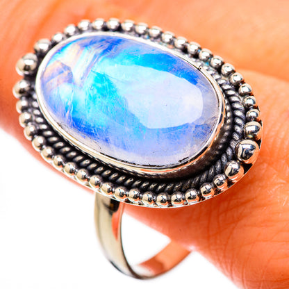 Large Rainbow Moonstone Ring Size 13.25 (925 Sterling Silver) RING135581
