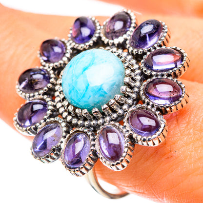 Large Larimar, Tanzanite 925 Sterling Silver Ring Size 9 (925 Sterling Silver) RING137759
