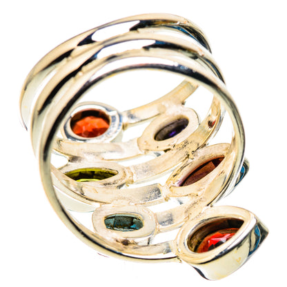 Large Garnet, Tanzanite, Peridot, Blue Topaz Ring Size 8.25 (925 Sterling Silver) RING136152