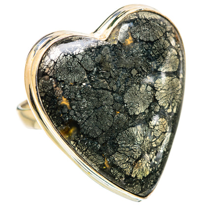 Huge Pyrite In Black Onyx Ring Size 9.75 (925 Sterling Silver) RING135711