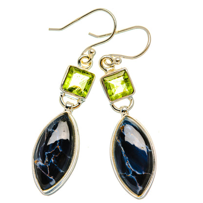 Ana Silver Co Pietersite, Peridot Earrings 1 3/4" (925 Sterling Silver)