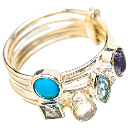 Larimar, Tanzanite, Blue Topaz, Rainbow Moonstone 925 Sterling Silver Ring Size 8 (925 Sterling Silver) RING137294