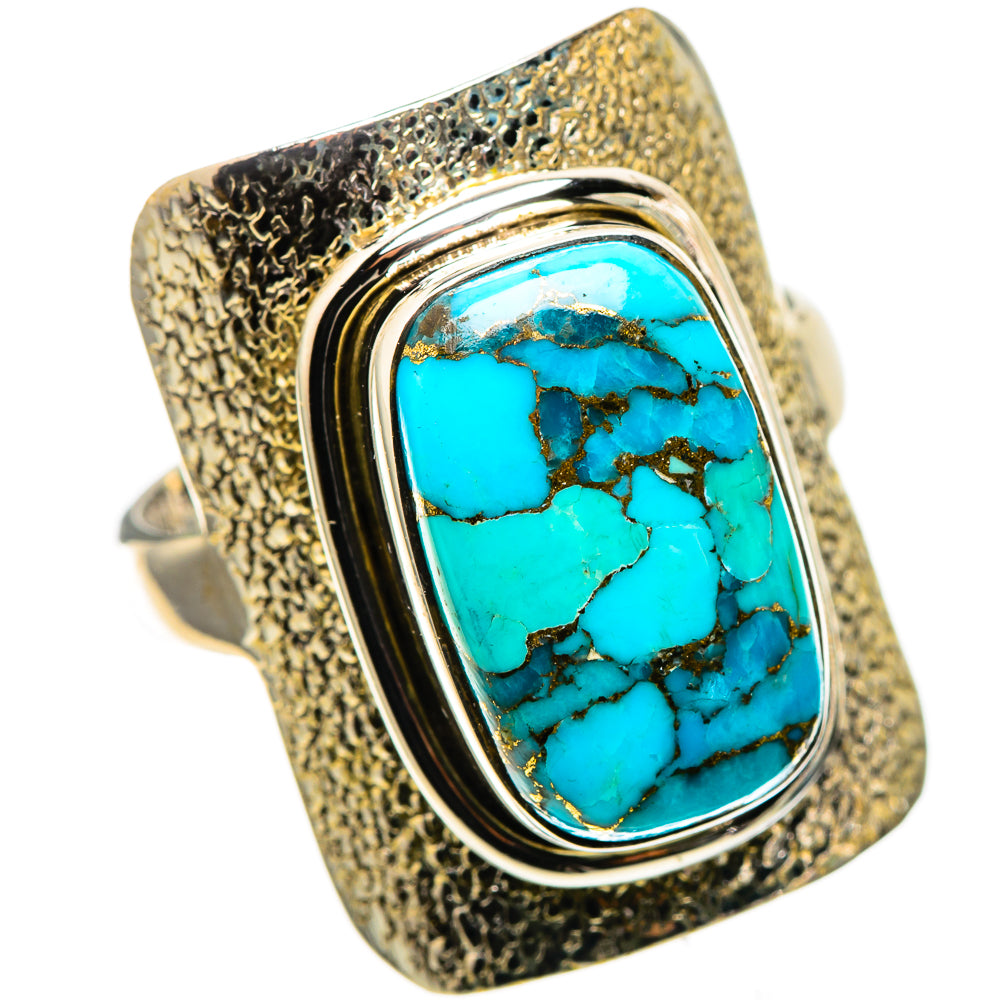 Blue Copper Composite Turquoise 925 Sterling Silver Ring Size 9 (925 Sterling Silver) RING137719