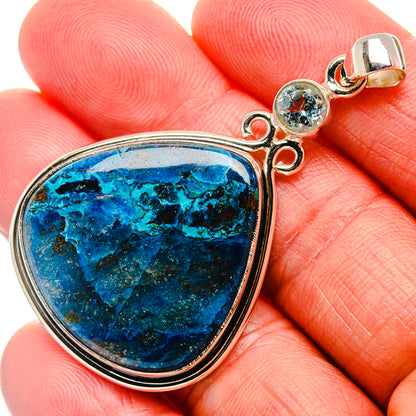 Shattuckite, Blue Topaz Pendant 2" (925 Sterling Silver) PD37130