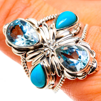 Large Blue Topaz, Sleeping Beauty Turquoise Ring Size 9.75 (925 Sterling Silver) RING134729