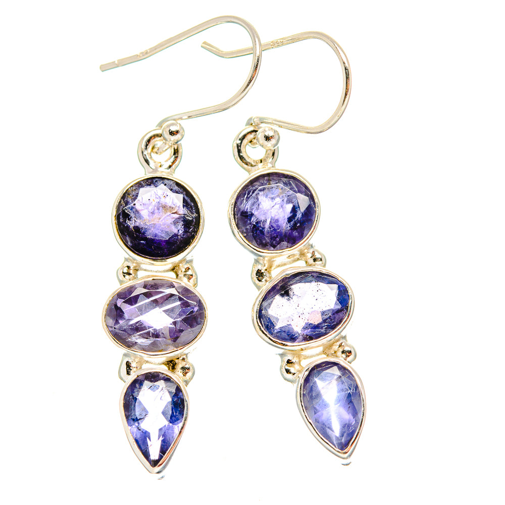 Faceted Tanzanite Earrings 1 3/4" (925 Sterling Silver) EARR431621