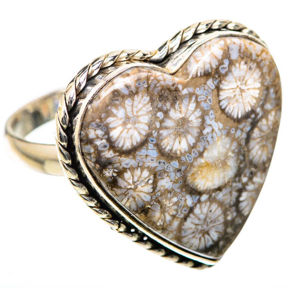 Large Fossil Coral Ring Size 12 (925 Sterling Silver) RING135981