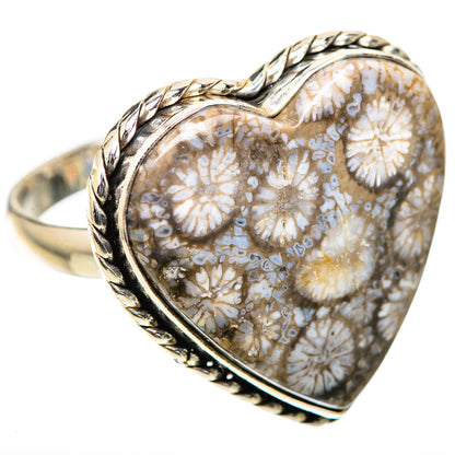 Large Fossil Coral Ring Size 12 (925 Sterling Silver) RING135981