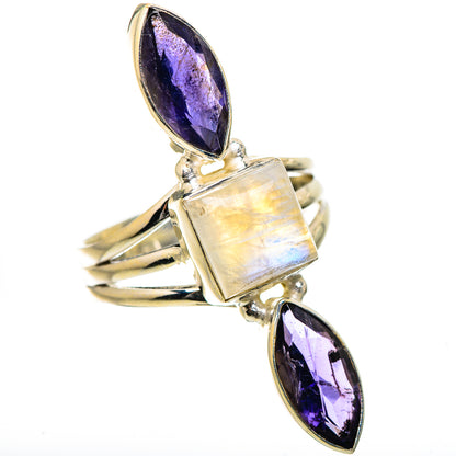 Faceted Tanzanite, Rainbow Moonstone Ring Size 8 (925 Sterling Silver) RING135462
