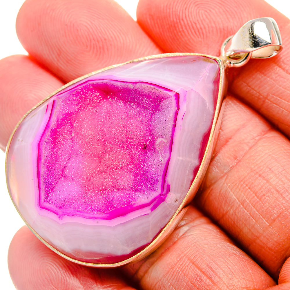Pink Window Druzy Pendant 2 1/4" (925 Sterling Silver) PD37014