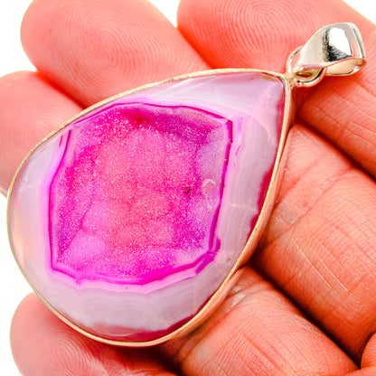 Pink Window Druzy Pendant 2 1/4" (925 Sterling Silver) PD37014