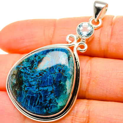 Shattuckite, Blue Topaz Pendant 2"  (925 Sterling Silver) PD37239