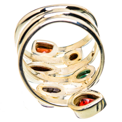 Large Garnet, Tanzanite, Emerald Ring Size 8.25 (925 Sterling Silver) RING136186