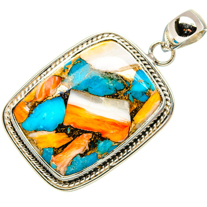 Spiny Oyster Turquoise Pendant 1 3/4" (925 Sterling Silver) PD36284