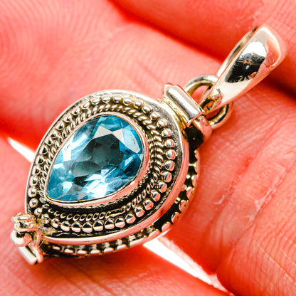 Poison Blue Topaz Pendant 1 1/4" (925 Sterling Silver) PD37493