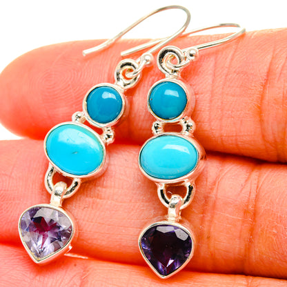 Ana Silver Co Sleeping Beauty Turquoise, Tanzanite Earrings 1 3/4" (925 Sterling Silver)