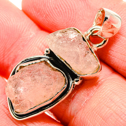 Rough Rose Quartz Pendant 1 1/2" (925 Sterling Silver) PD36789