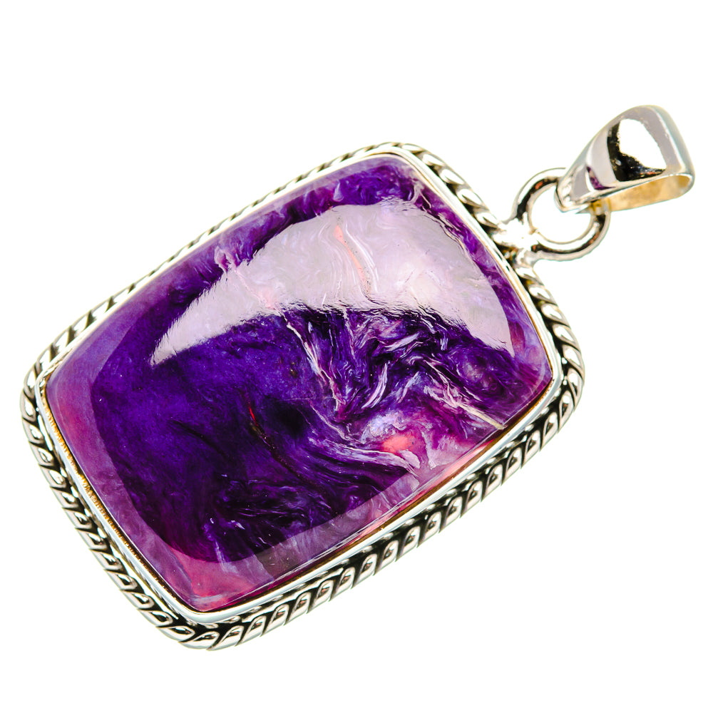 Charoite Pendant 1 5/8" (925 Sterling Silver) PD37516
