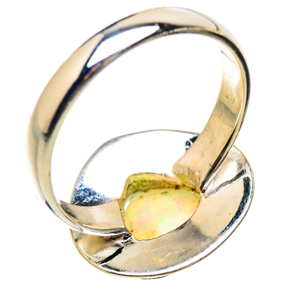 Sterling silver ring band with oval Ethiopian opal set in raised bezel
