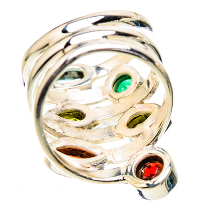 Garnet, Peridot, Blue Topaz, Emerald Ring Size 6.25 (925 Sterling Silver) RING135807