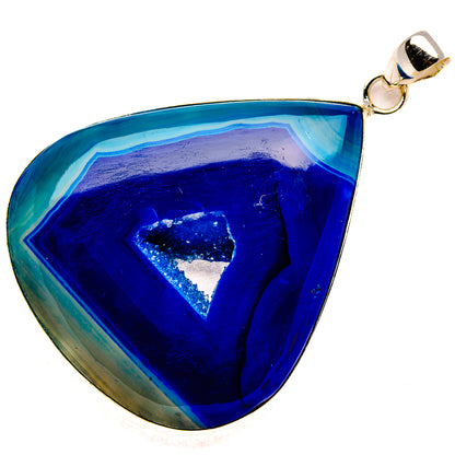 Huge Blue Window Druzy Pendant 2 5/8" (925 Sterling Silver) PD37328