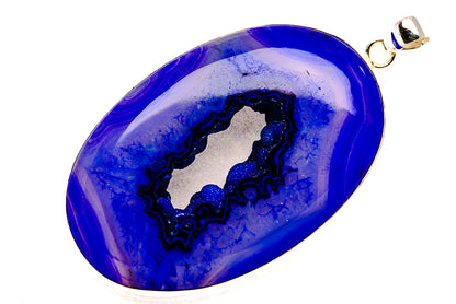 Huge Purple Window Druzy Pendant 3" (925 Sterling Silver) PD37323