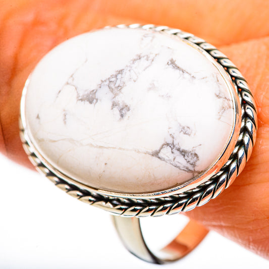 Large Howlite Ring Size 13.75 (925 Sterling Silver) RING134723