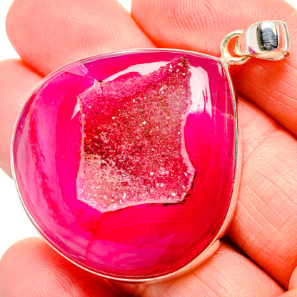 Pink Window Druzy Pendant 2"  (925 Sterling Silver) PD36946