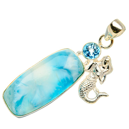 Larimar, Blue Topaz Pendant 2" (925 Sterling Silver) PD37574