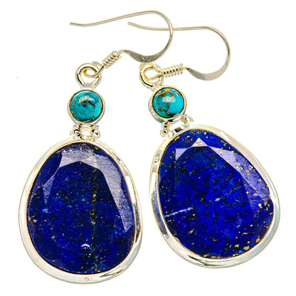 Lapis Lazuli, Blue Copper Composite Turquoise Earrings 1 7/8" (925 Sterling Silver) EARR431838