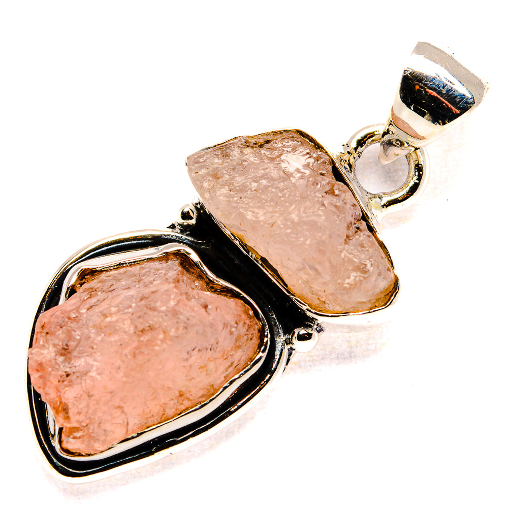 Rough Rose Quartz Pendant 1 1/2" (925 Sterling Silver) PD36789
