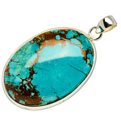 Tibetan Turquoise Pendant 2" (925 Sterling Silver) PD36964