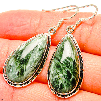 Seraphinite Earrings 1 3/4" (925 Sterling Silver) EARR431501