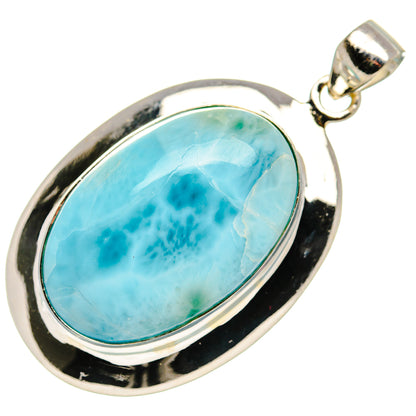Larimar Pendant 1 5/8" (.925 Sterling Silver)