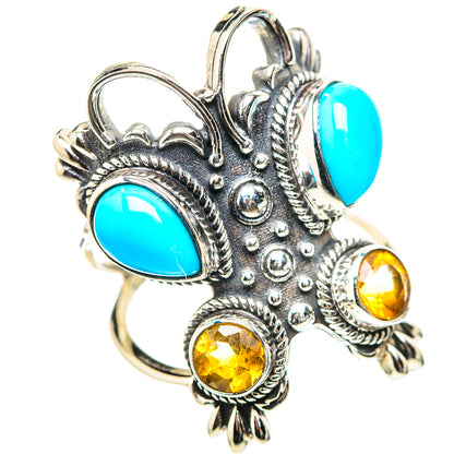 Large Sleeping Beauty Turquoise, Citrine 925 Sterling Silver Ring Size 8.75 (925 Sterling Silver) RING137561