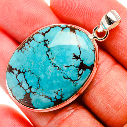 Tibetan Turquoise Pendant 1 7/8" (925 Sterling Silver) PD37044