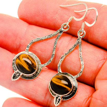 Tiger Eye Earrings 2" (925 Sterling Silver) EARR431828