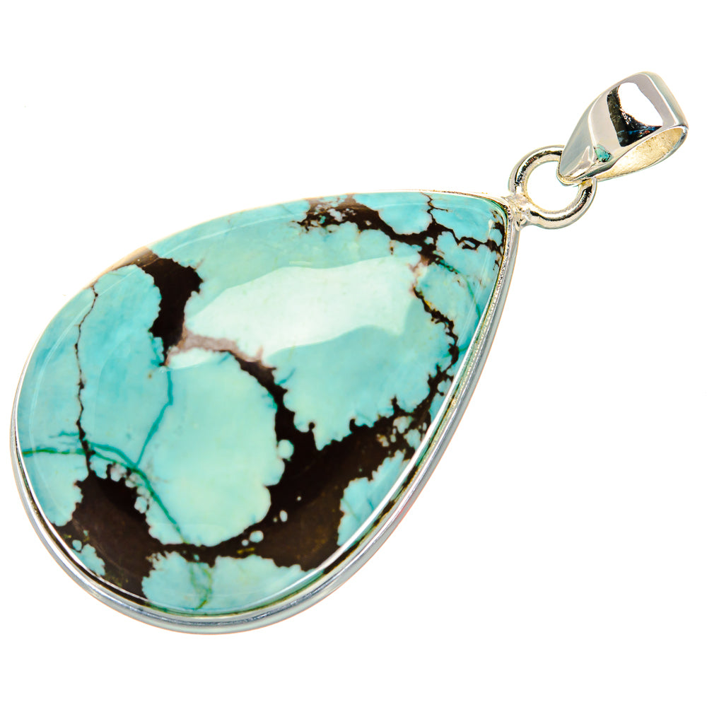 Tibetan Turquoise Pendant 2" (925 Sterling Silver) PD37033