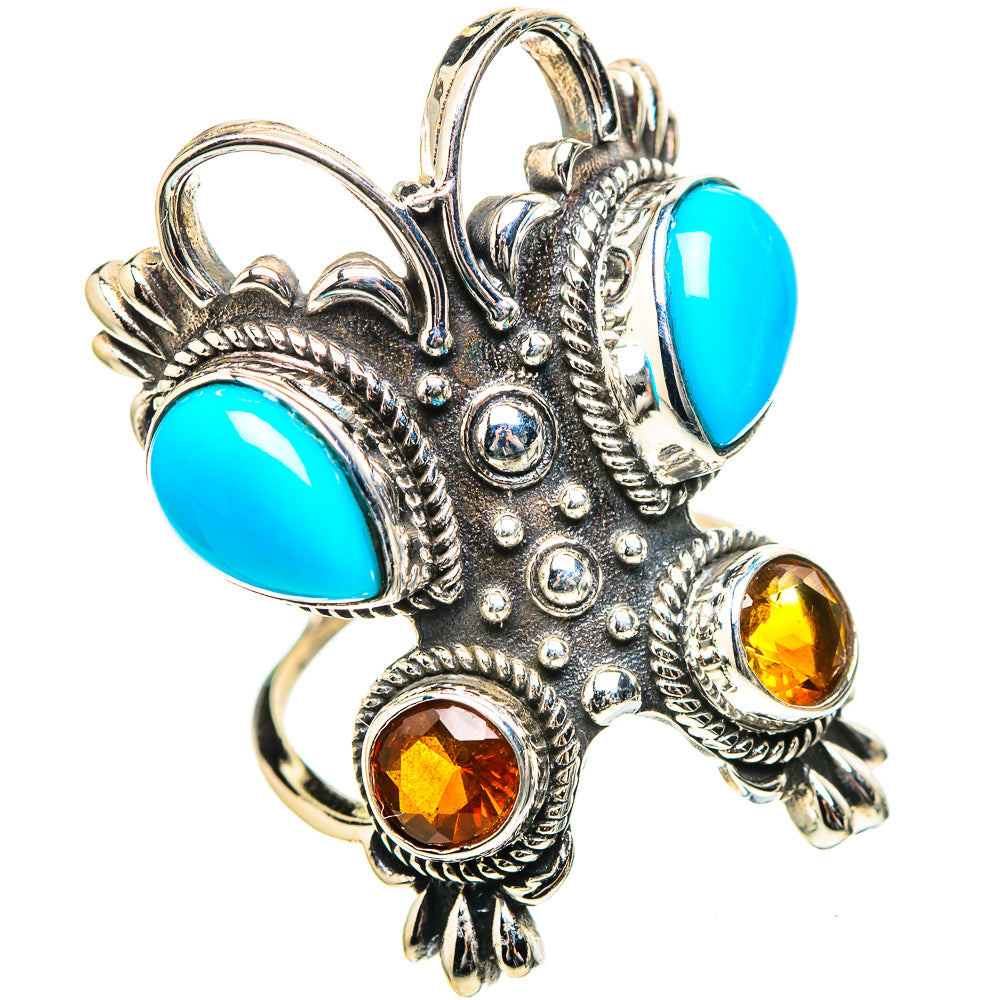 Large Larimar, Citrine Ring Size 6.5 (925 Sterling Silver) RING136744