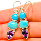 Sleeping Beauty Turquoise, Amethyst Earrings 1 3/4" (925 Sterling Silver) EARR431801