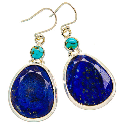 Lapis Lazuli, Blue Copper Composite Turquoise 925 Sterling Silver Earrings 1 3/4" (925 Sterling Silver) EARR431914